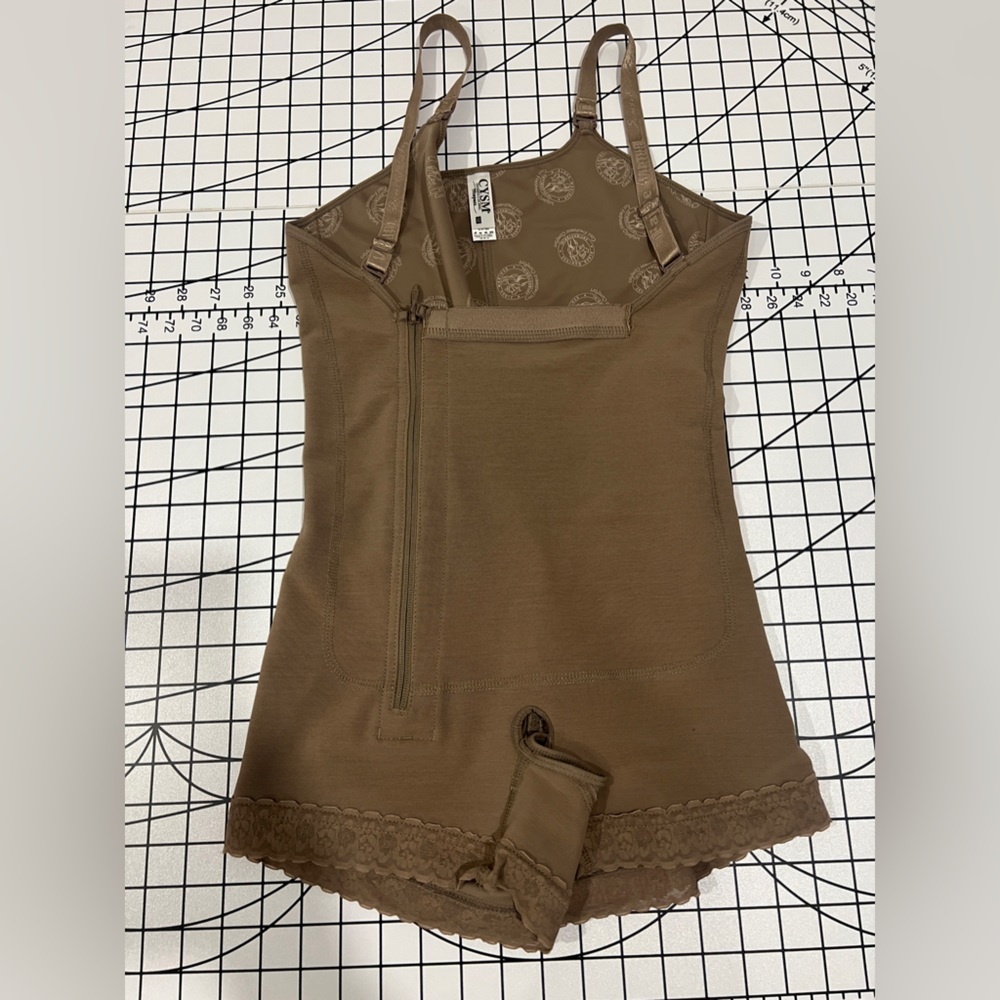 CYSM tan braless compression body suit Size Medium